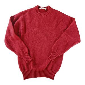 Vtg Braemar 100% Scottish New Wool Sweater Red Crewneck Womans M (38)
